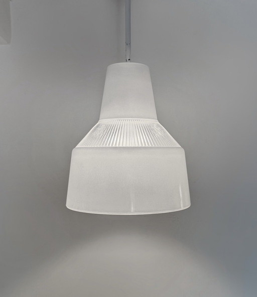 Holophane glass chandelier, 1970s