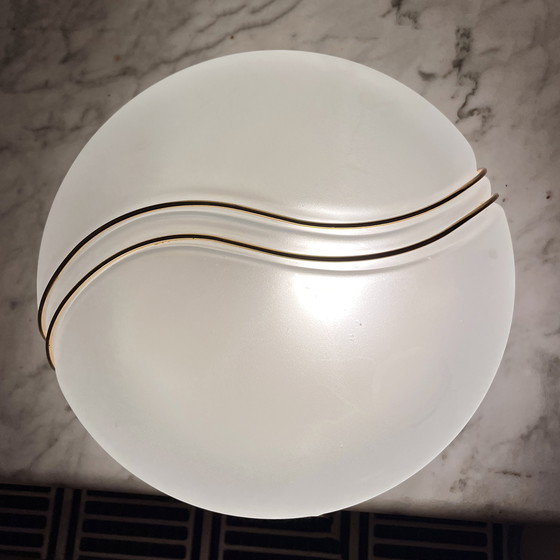 Image 1 of Hollywood Regency Metall-Lux-Glas-Deckenleuchte Italien 1980er Jahre