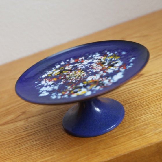 Image 1 of ❤️Cultural furniture enamel platform plate on tulip base GDR Midcentury