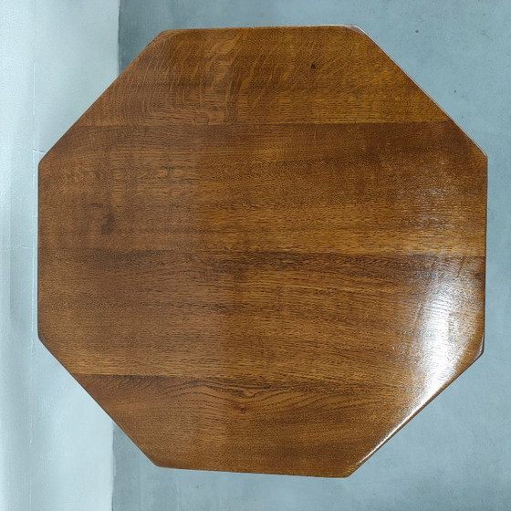Image 1 of vintage Brutalist (style) Octagon eiken Salontafel of bijzettafel