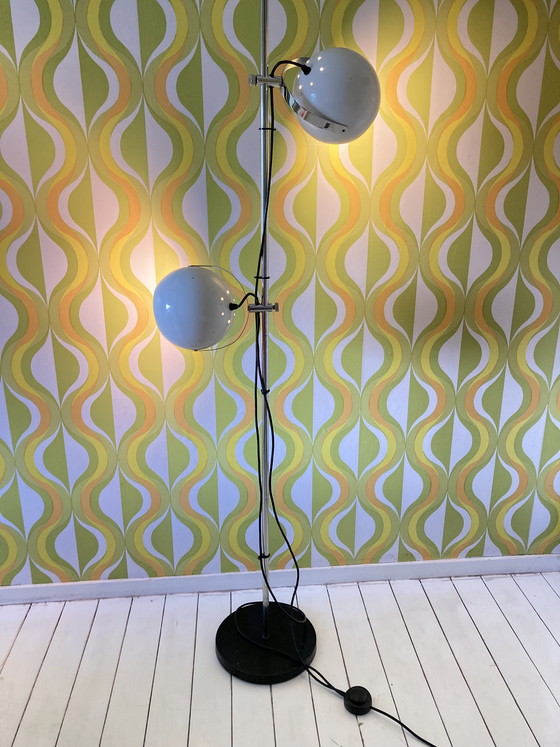 Image 1 of Lampadaire vintage de style spatial avec 2 spots sphériques