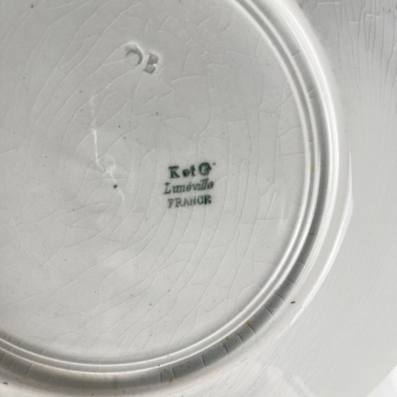 Image 1 of Set of 6 "Carnation" pattern dinner plates, KG Lunéville, ironstone, 19th century