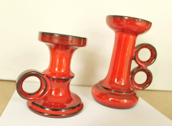 Set di candelabri vintage Goebel modello 'PAN', in ceramica rossa, anni '70. – Goebel - PAN, Portacandele (photo 3 of 14)