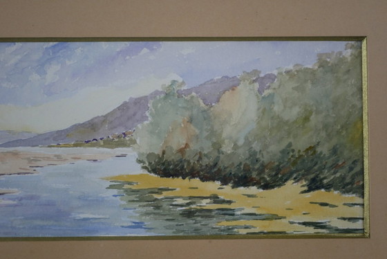 Image 1 of P. Chaumette, Lakeside Landscapes, 1930 - Pair of framed watercolors.