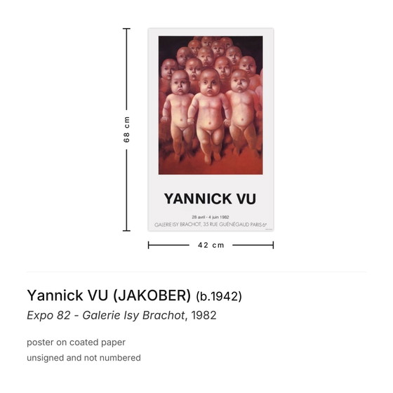 Image 1 of Yannick VU (JAKOBER) Expo - Galerie Isy Brachot cartel 1982