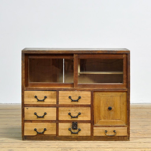 Pequeño mueble japonés, circa 1930 – kasten, Glass, Metal