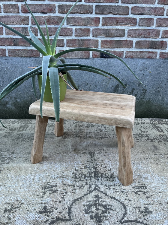 Image 1 of Vintage brutalist bijzettafel/plantentafel in blank eikenhout 