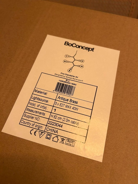 Image 1 of Messing kroonluchter met 5 lampen van BoConcept – Nieuw met originele verpakking