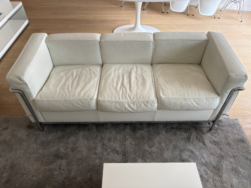 Cassina LC2 3 Seater - White Leather – banken, Chrome (photo 2 of 8)