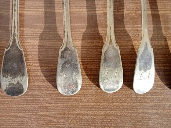 Image 1 of Ensemble Christofle ancien – Fourchettes & cuillères – Monogramme L.A 