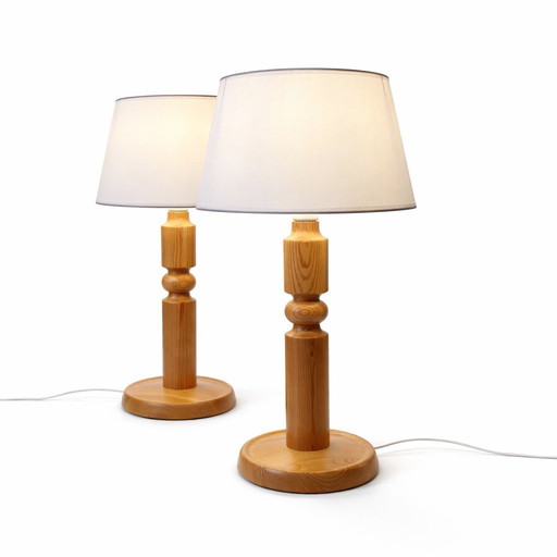 Pair of vintage Scandinavian lamps, Solbackens Svarveri, Sweden, 1970s