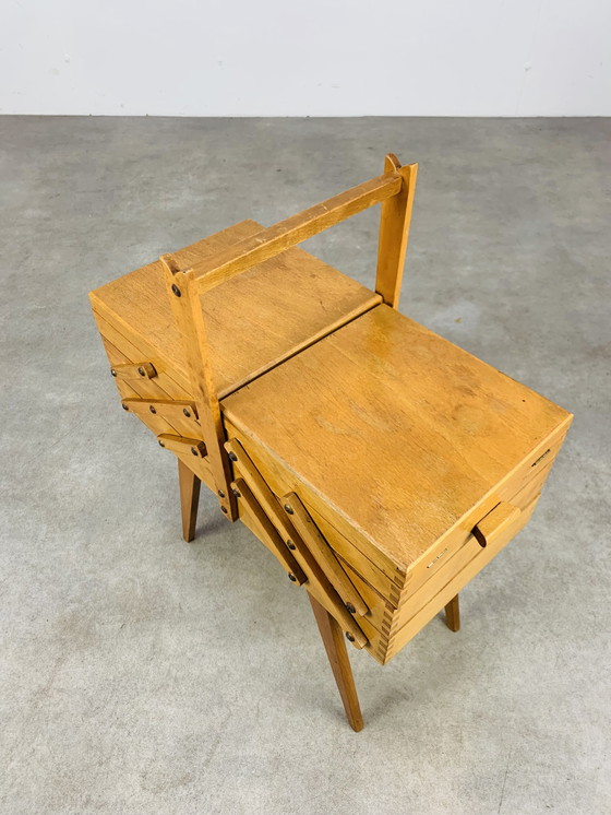 Image 1 of Travailleuse Vintage Pieds Compas, Bois, Années 60