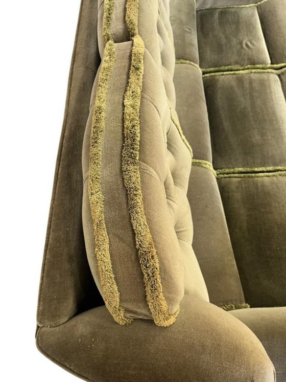 Image 1 of Poltrona/divano vintage verde con frange SPEDIZIONE GRATUITA
