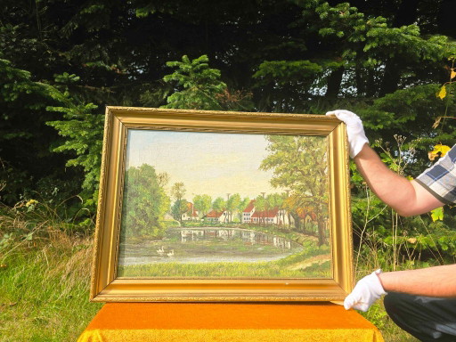 Pintura al óleo de paisaje vintage original - Firmado J.N. Falck