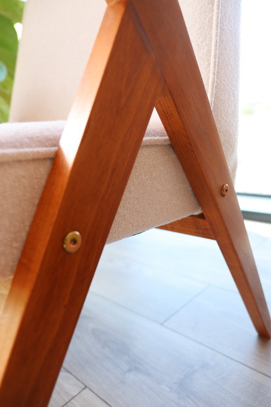 Image 1 of Mid century fauteuils vintage lounge stoel in wit boucle set van 2 stoelen