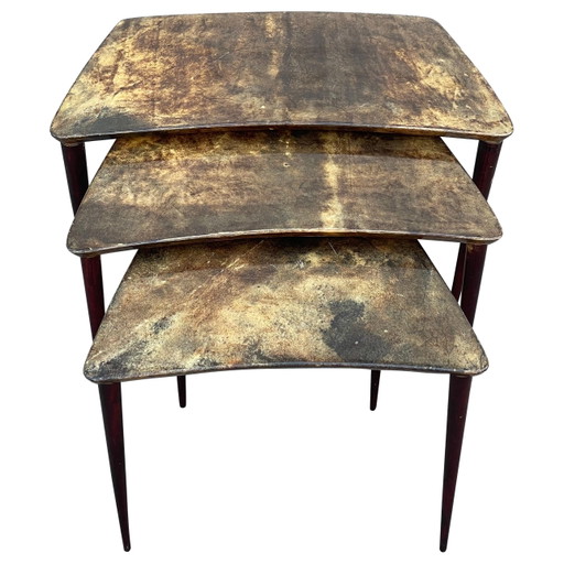 Aldo Tura Tavolini a Incasso in Pergamena Mid Century Modello 764 Tura Milano Italia 1950