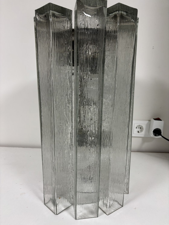 Image 1 of Large glass pendant lamp by Doria Leuchten, 1960s/Crystal glass chandelier/Mid-Century Modern light/Hollywood Ragency/Ice