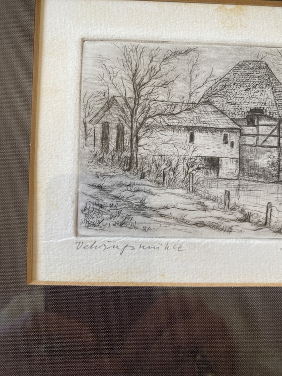 Image 1 of Original etching Mill by Paul Heinz Briest