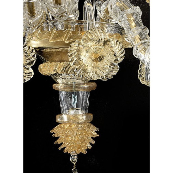 Image 1 of Luxury Italian "Ca' Rezzonico" with Gold Flowers and Leaves Murano Glass