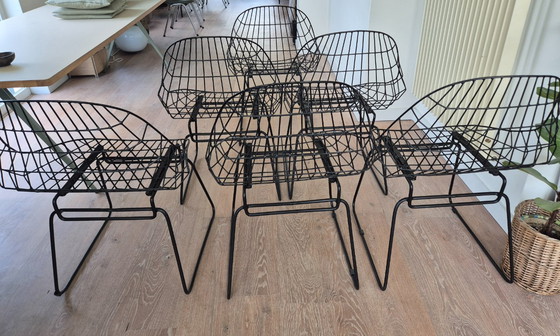 Image 1 of 6x Pastoe SM05 wire chairs door Cees Braakman zwart