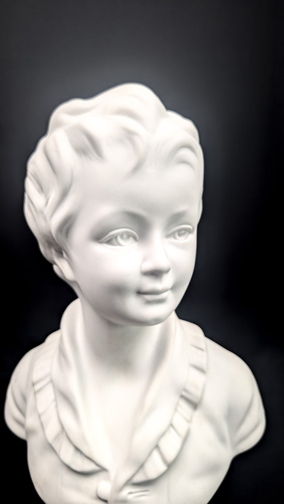 Image 1 of Child bust of Alexandre Brongniart Limoges porcelain signed Camille Tharaud after Jean Houdon
