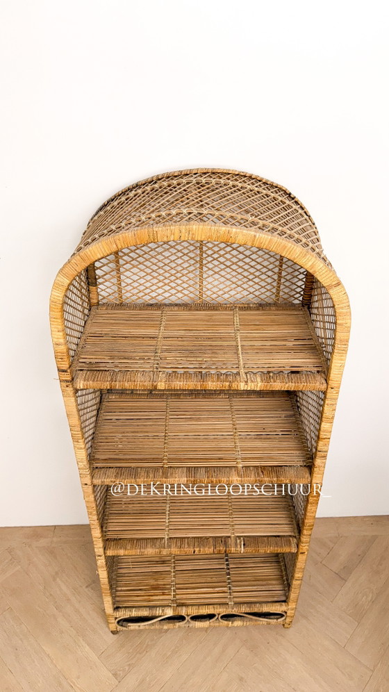 Vintage arch cabinet, Storage cabinet, Bamboo, Wicker, Beige (photo 5 of 7)
