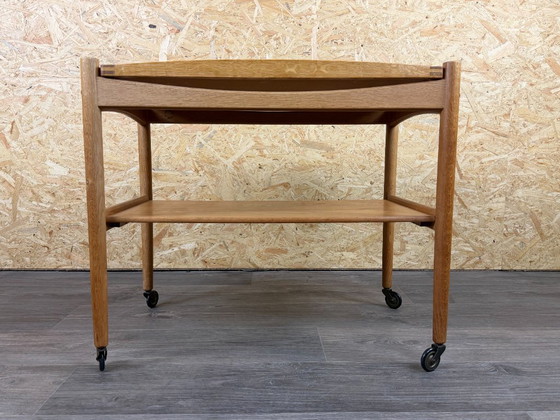 1960s/70s Oak Serving Trolley with Tray by Poul Hundevad, Denmark – Bar carts, Wood (photo 14 of 17)