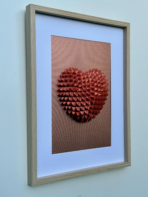 Image 1 of 3D Geometric Heart Wall Art – Bronze Heart