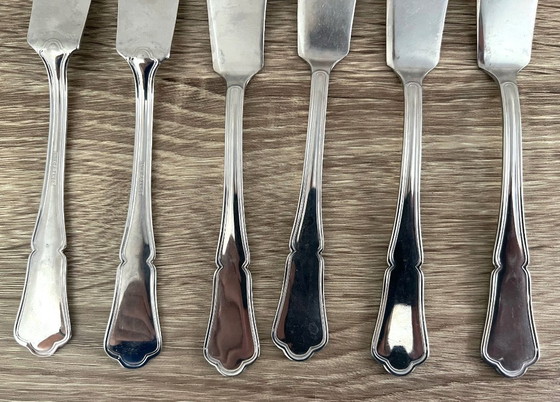 Image 1 of 14 Fischbesteck: 6 Gabeln, 6 Messer, 2 Servierbesteck Inox Frankreich