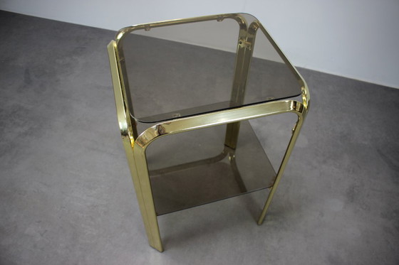 Image 1 of Theetafel van Mid Century messing en gerookt glas, 1970, Duitsland