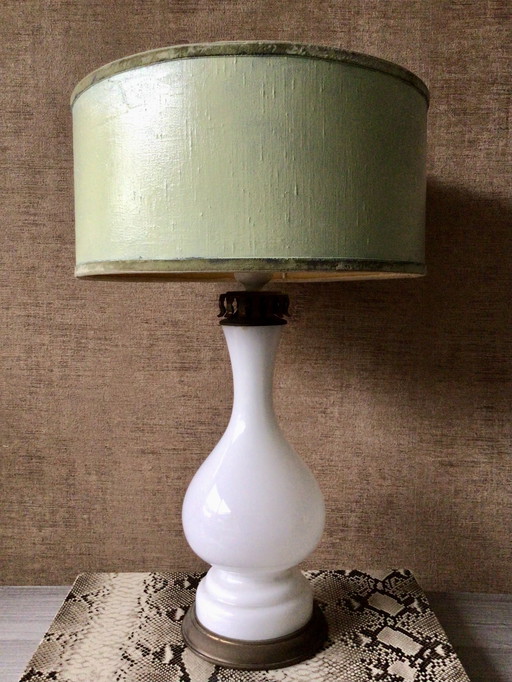 Vintage Opaline Glas Tafellamp