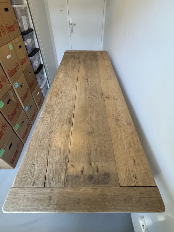 Image 1 of ANTIQUE lye-treated wooden DESK / COUNTER / WORKBENCH / DINING TABLE