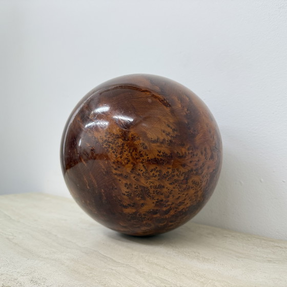 Image 1 of Large antique burl wood ball decorative wooden ball