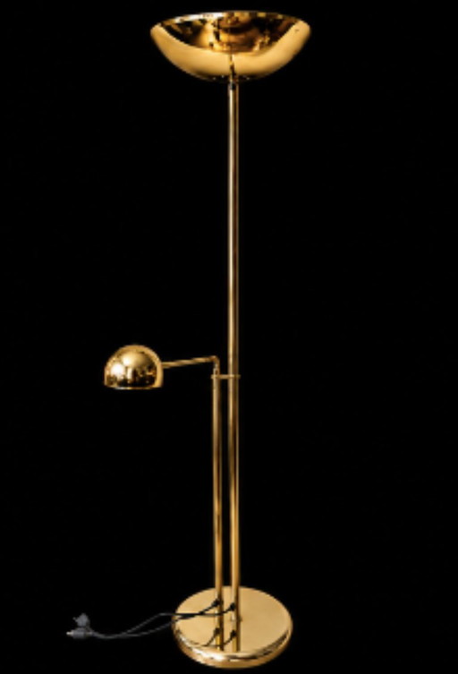 SÖLKEN Lighting 4839/02 – Vintage Brass Floor Lamp with Reading Light – vloerlampen