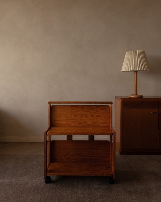 Image 1 of Vintage opvouwbare serveerwagen van grenenhout, jaren 70