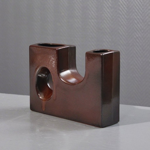 Jarrón de cerámica vintage para chimenea, diseño de los años 70, estilo Bertoncello, Roberto Rigon