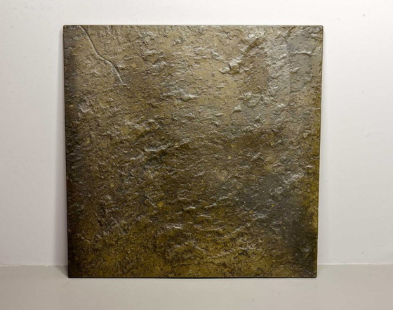 Image 1 of Mid-Century Ardesia Collection Brutalist Square Slate Stone Coffee Table in Pia Manu Style. Belgium, 1960s.