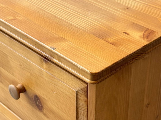 Solid Pine Chest of Drawers with 2 Drawers, Country Style, 1990s, Sideboard, Wood, Beige (photo 7 of 15)