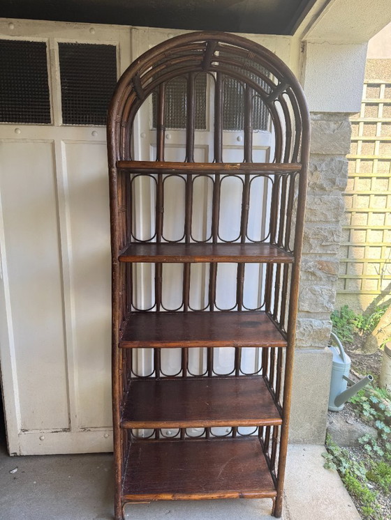 Image 1 of Vintage rattan freestanding shelf