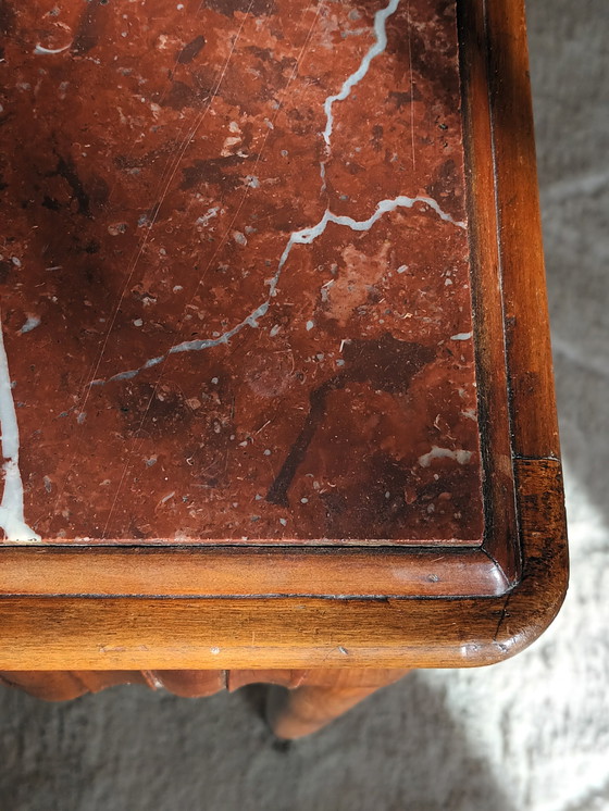 Image 1 of Toletta retrò in legno di ciliegio e marmo