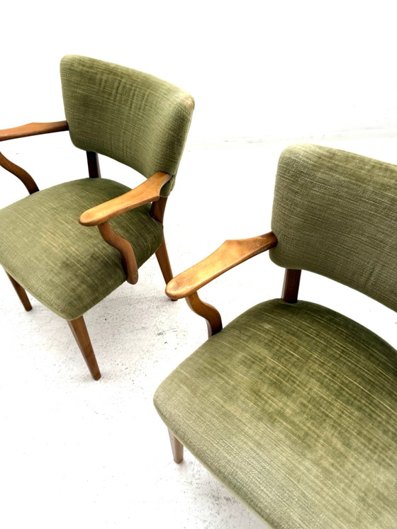 Set van 2 vintage cocktailfauteuils, jaren ‘60, Hout, Textiel, Bruin (foto 3 van 10)