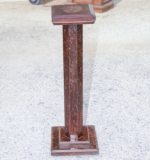 Pedestal de Madera Maciza para Plantas Italiano Mid-Century