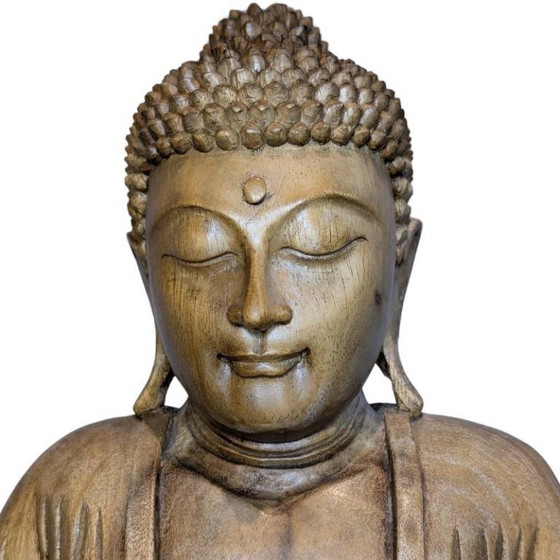 Vintage Hand-Carved Wooden Buddha – Southeast Asia - 118 – Sculpture (photo 9 of 10)