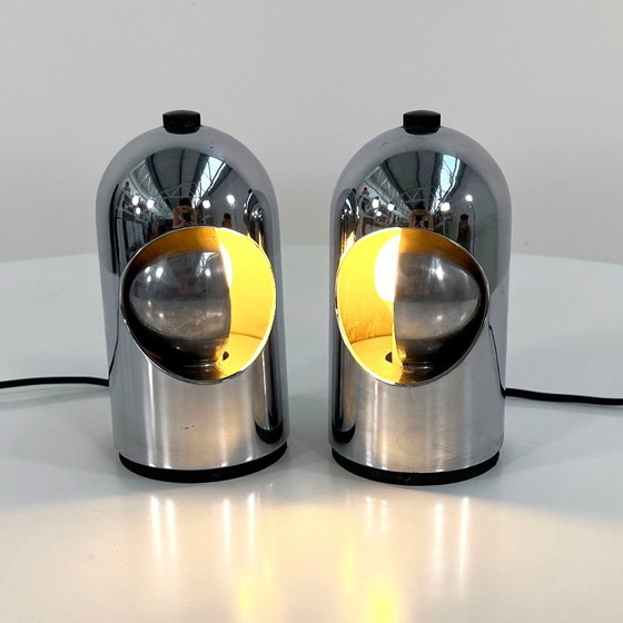Pair of Chromed Table Lamps from ABM, 1960s – Metal, Plastic (photo 2 of 7)