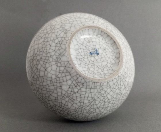 Image 1 of Augarten Bauhaus/Art Deco craquelé porseleinen vaas, 1940, Wenen, zeldzaam