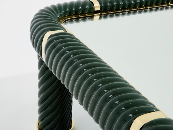 Image 1 of Mesa de centro Tommaso Barbi de cerámica verde oliva y latón, década de 1970