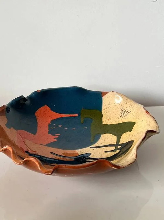 Abstract glazed ceramic fruit bowl / bowl / fruit basket – Porcelain, Memphis (photo 5 of 12)