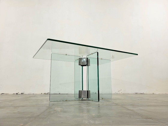 Image 1 of Vintage glazen salontafel toegeschreven aan Peter Ghyczy, 1970