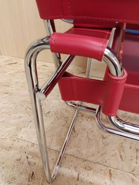 Image 1 of KNOLL Studio Set van 2 WASSILY B3 fauteuils (NIEUW) in rood leer