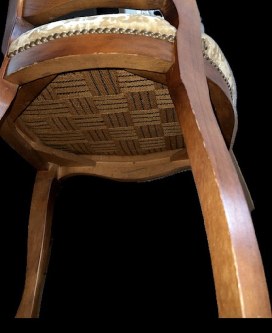 6 barok eetkamer stoelen, Eetkamerstoelen, Textiel, Fluweel, Beige (foto 4 van 6)